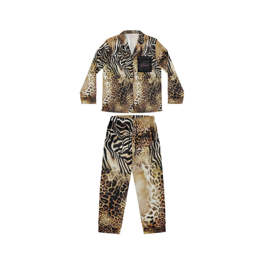 Elegant Women's Satin Pajamas with Leopard Print - Luxurious Nightwear Set